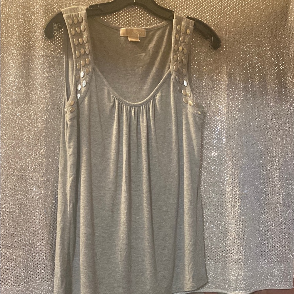 Michael Kors Gray Embellished Sleeveless Tank Top